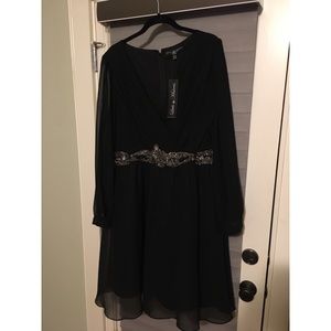 NWT Little Mistress Black Dress with Sheer Sleeves